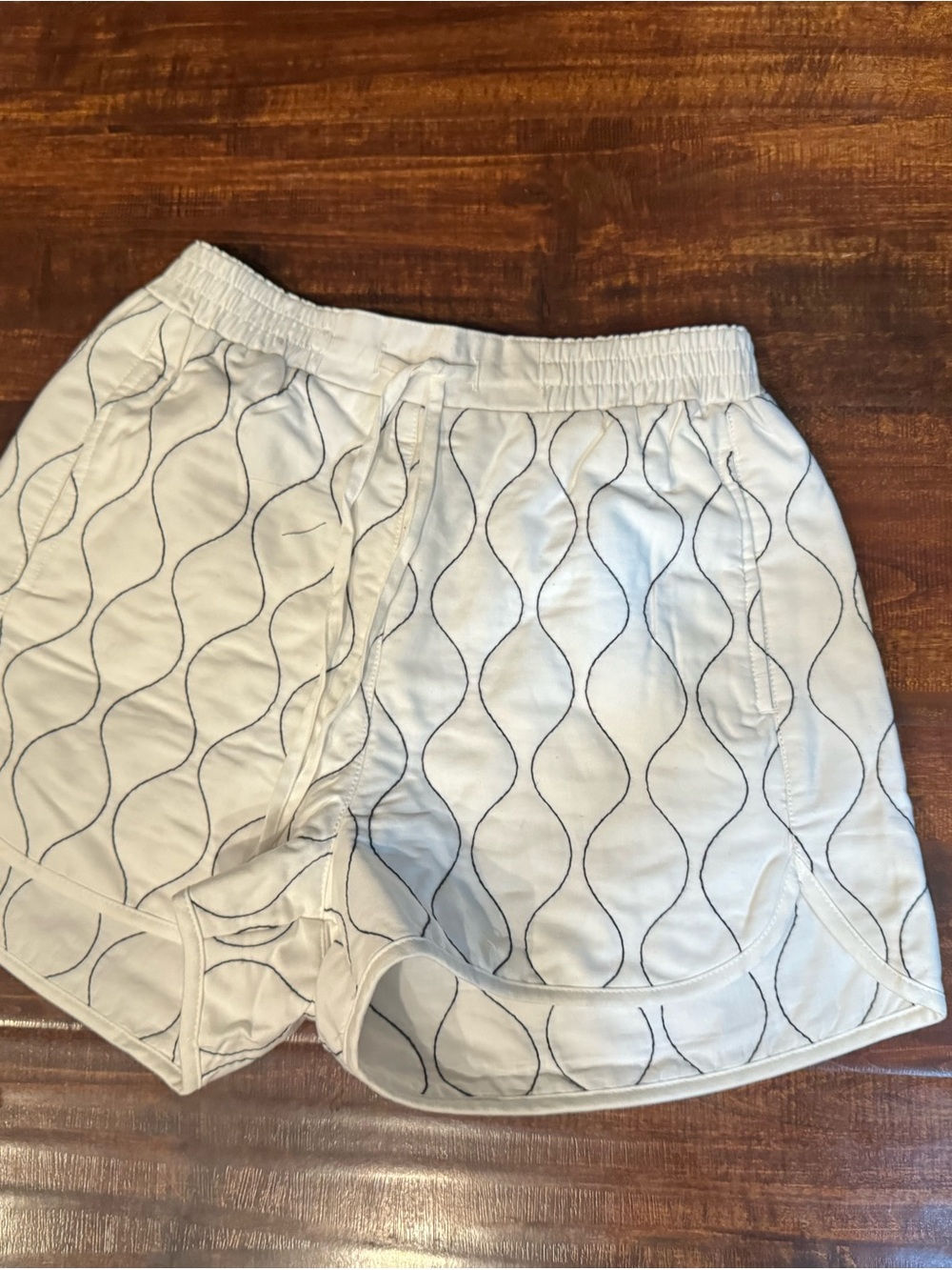 ASOS White Athletic Shorts with Navy Wave Pattern